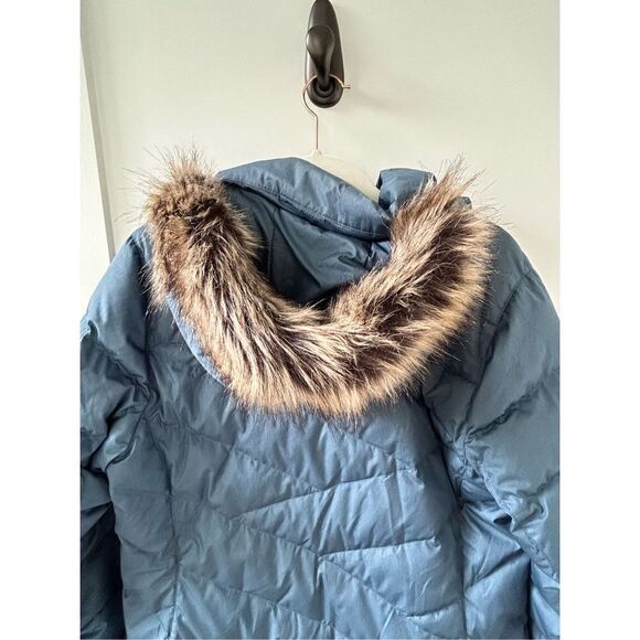 Marmot Down Varma Faux Fur Hooded Long Jacket Women’s Storm Cloud Size Large - Picture 8 of 8